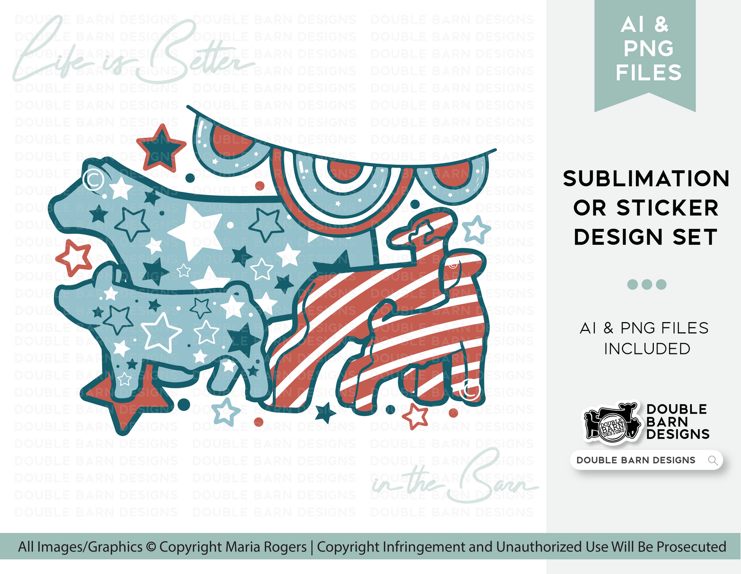 Fourth of July Show Livestock Design | Sublimation/Sticker Design | Commercial Use