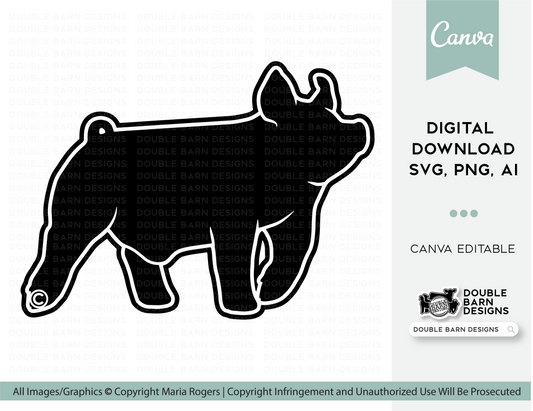 NEW for '23 | Show Pig Digital Download | Outline Version & Silhouette Version | SVG PNG Ai Files Included