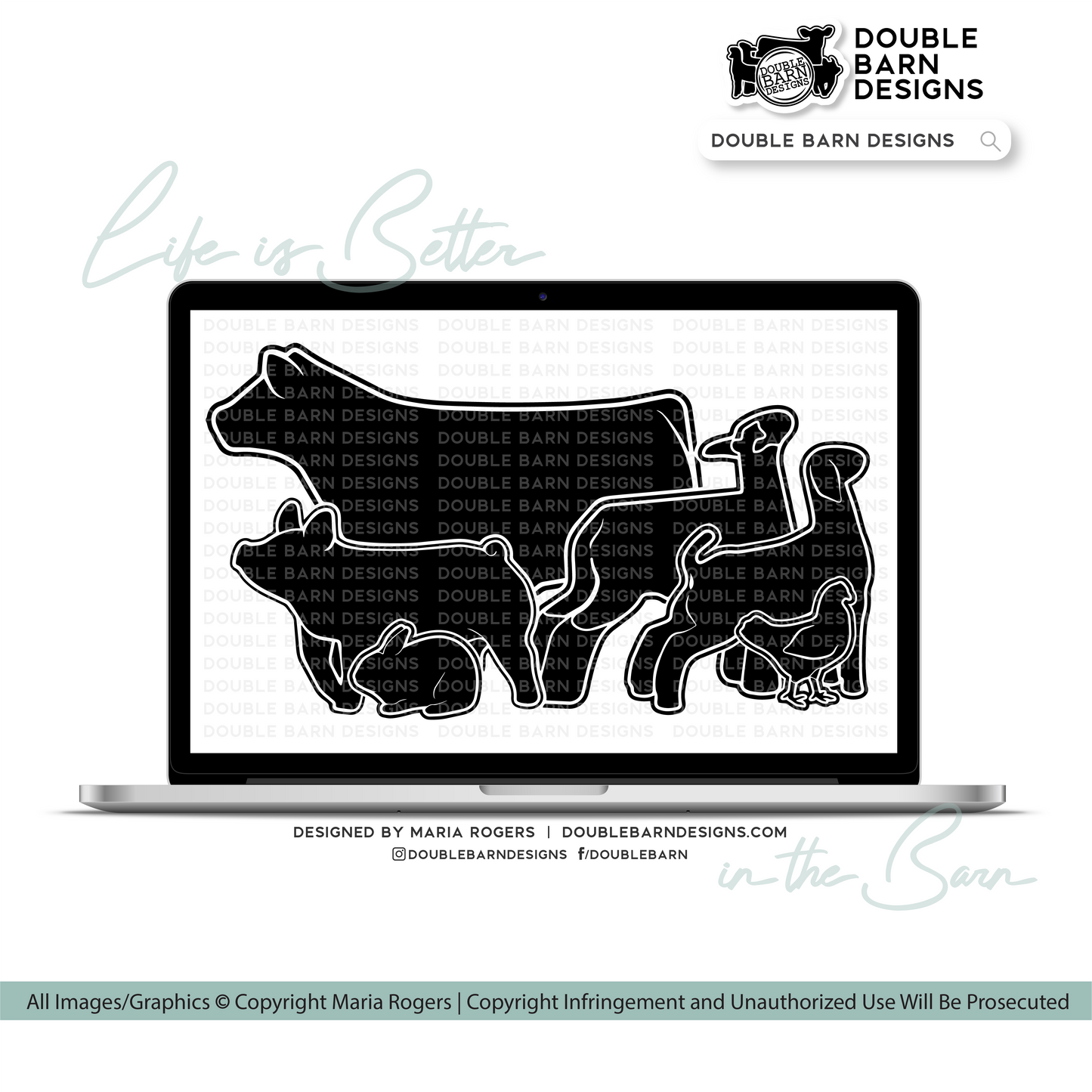 Show Livestock Set Digital Download | Steer - Lamb - Goat - Pig - Chicken - Rabbit | SVG - AI - PNG