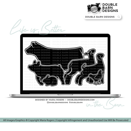 Show Livestock Set Digital Download | Steer - Lamb - Goat - Pig - Chicken - Rabbit | SVG - AI - PNG