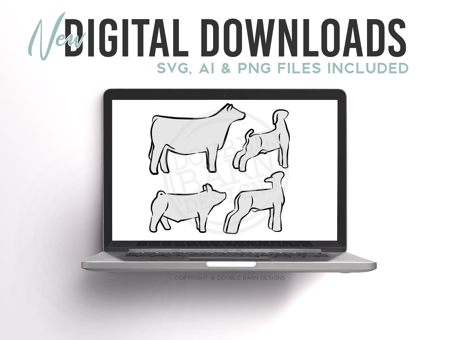 Livestock Outline Digital Download | Steer - Lamb - Pig - Goat | SVG - AI - PNG