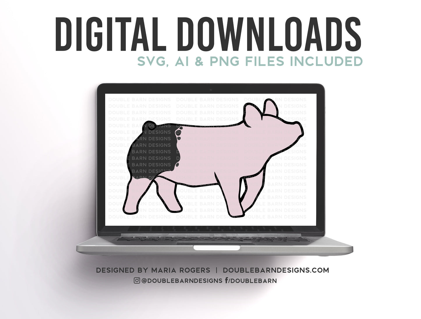 Blue Butt Cross Show Pig Digital Download AI - SVG - PNG - Show Pig Design