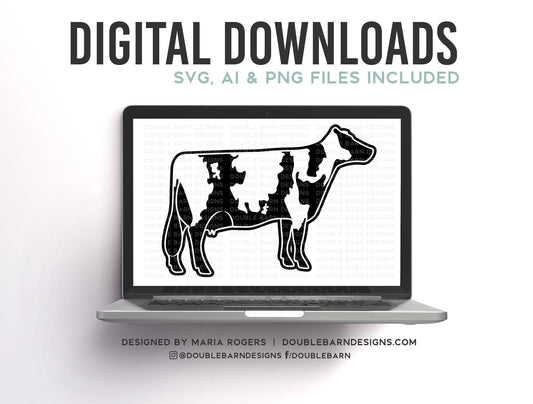 Ayrshire Cow Digital Download | Dairy Cow Design | AI PNG SVG Files