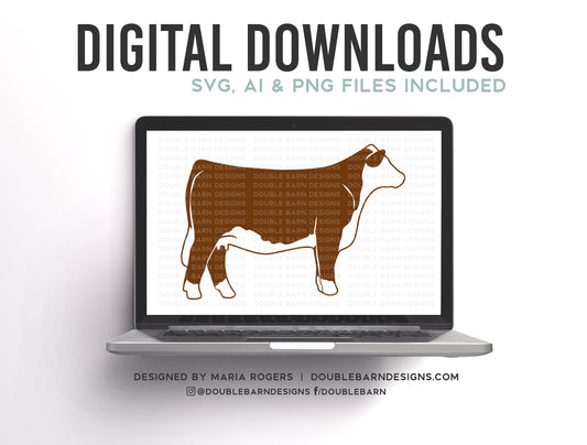Hereford Heifer Digital Download - SVG - PNG - AI