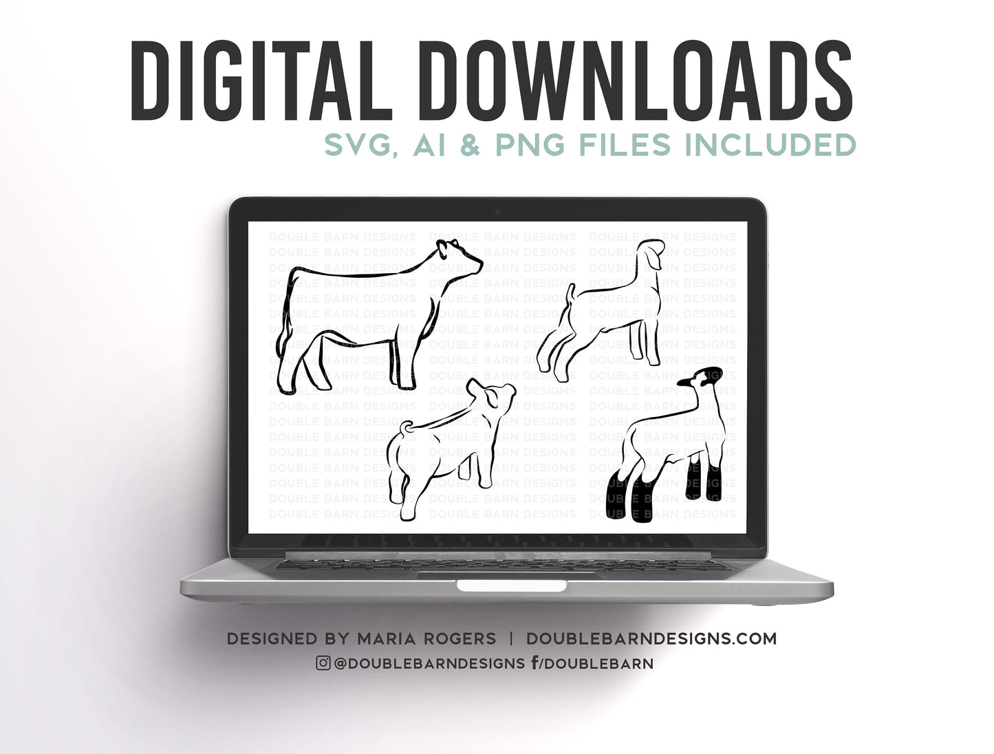 UPDATED Show Livestock Set Digital Download - Market Heifer, Lamb, Pig, Goat