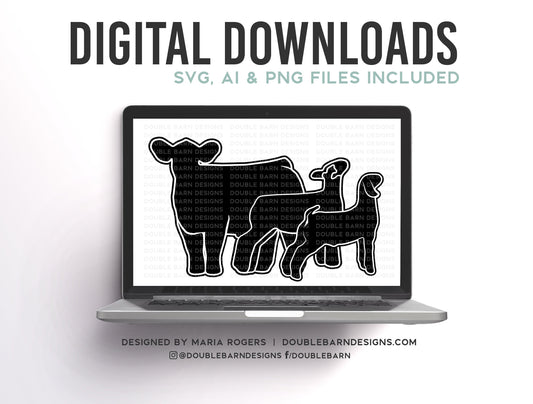 Steer Lamb Goat Digital Download - SVG - AI