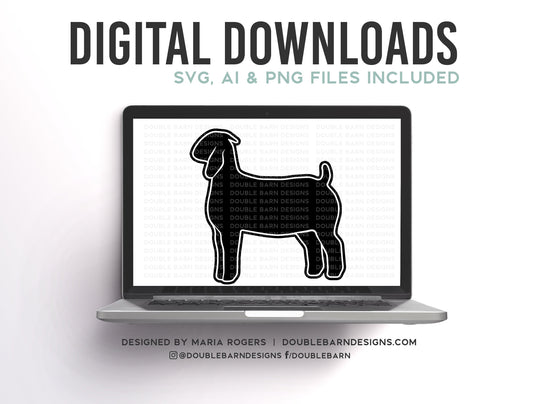 Boer Doe Profile Digital Download - SVG - PNG - AI Show Goat Design
