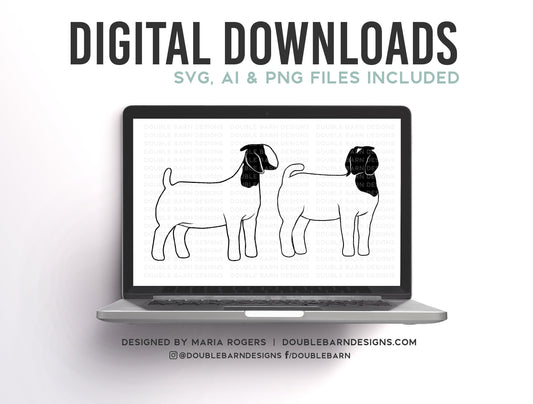 Boer Doe Set Digital Download - SVG - PNG - AI - Show Goat Design