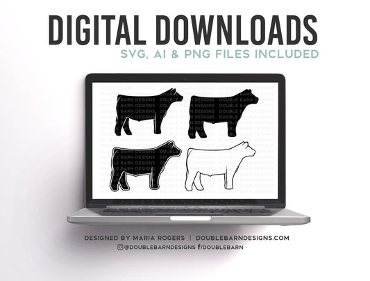 NEW! | Show Steer Profile Designs | Bundle of Digital Downloads | SVG, PNG, Ai |Commercial License