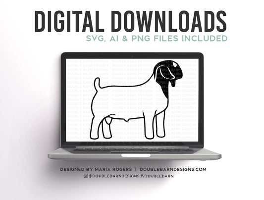 Boer Buck Digital Download - SVG - PNG - AI - Show Goat Design