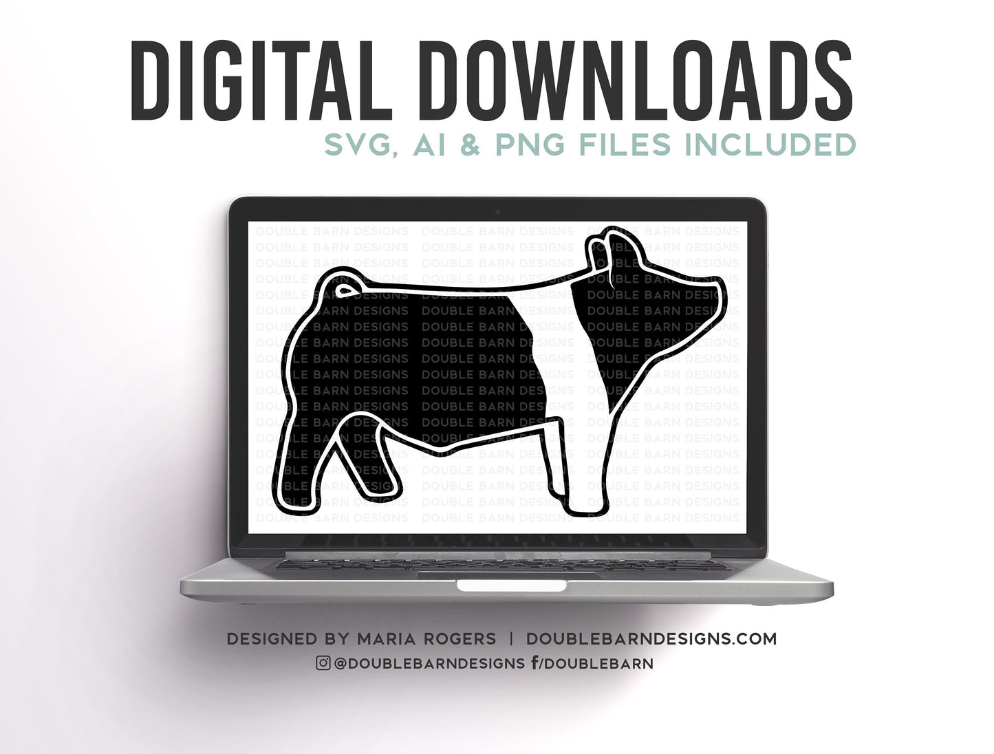 Hampshire Show Pig Backdrop Pig Digital Download - SVG - PNG - AI