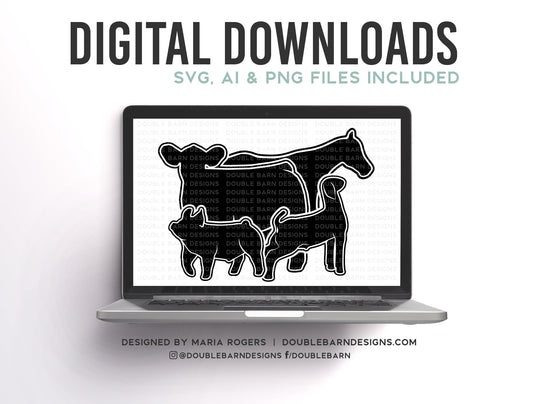 Steer Pig Horse Goat Digital Download