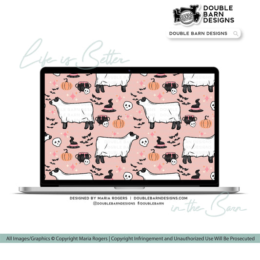 Halloween Show Cattle Black Seamless Pattern - PNG JPG Ai SVG Files Included | Commercial Use