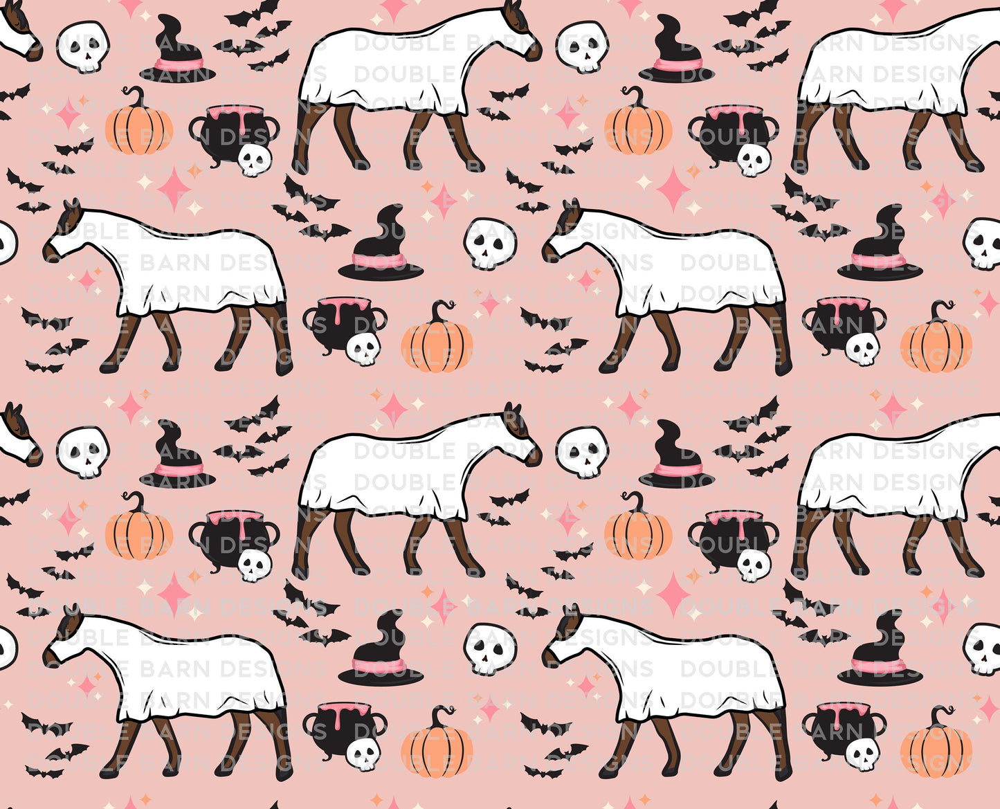 Ghost Horse Seamless Pattern Halloween - PNG JPG Ai SVG Files Included | Commercial Use