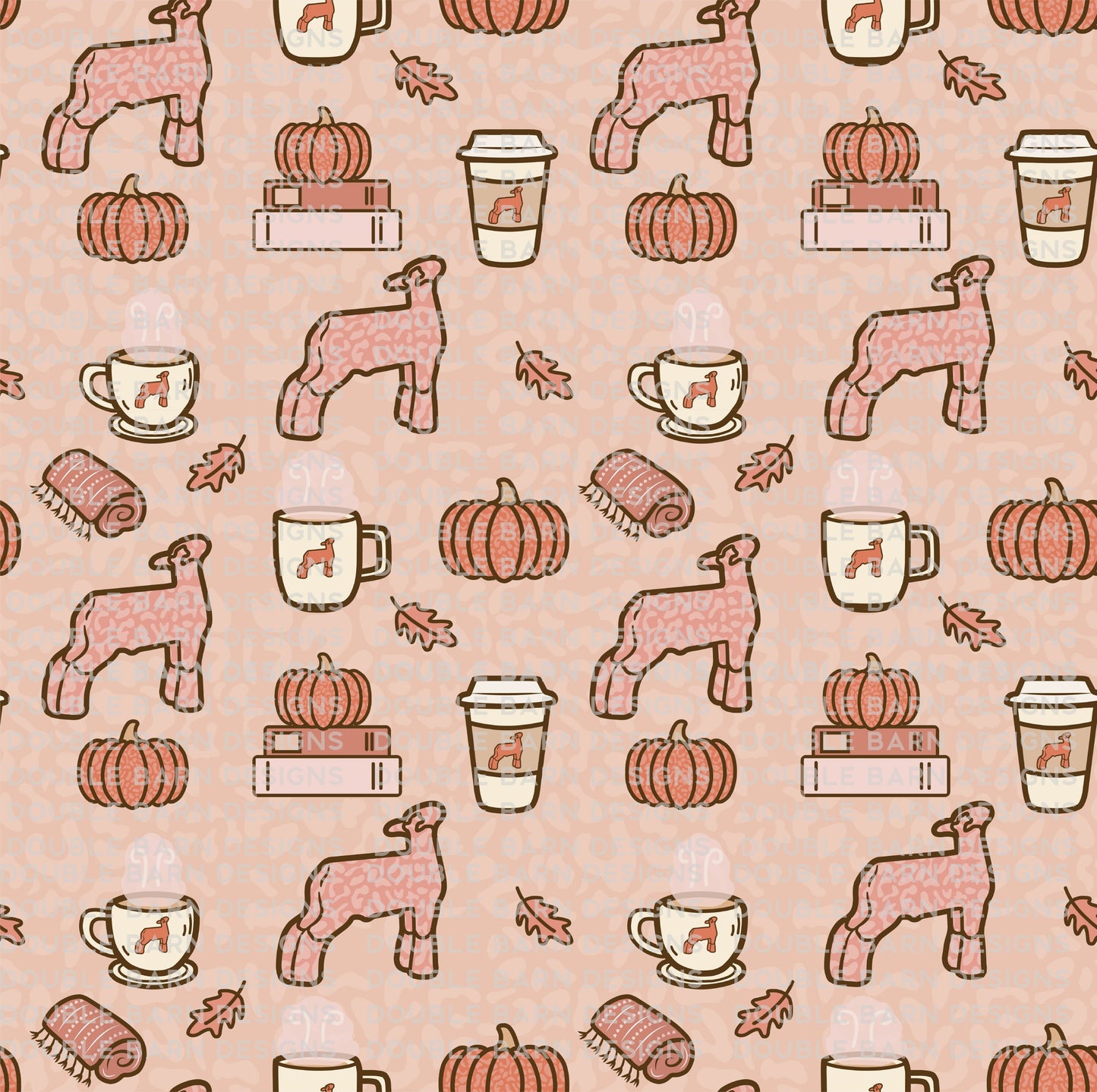 Cozy Pumpkin Spice Pattern - Show Lamb - PNG JPG Ai Files Included | Commercial Use