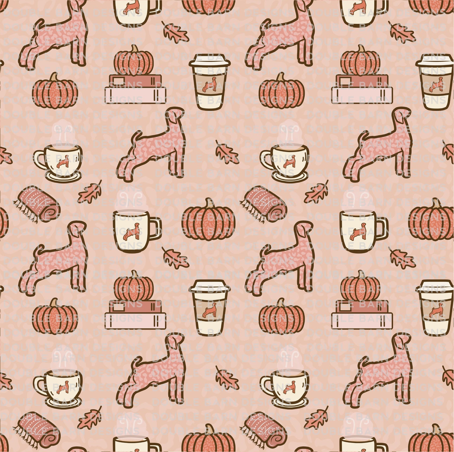 Cozy Pumpkin Spice Pattern - Show Goat - PNG JPG Ai Files Included | Commercial Use