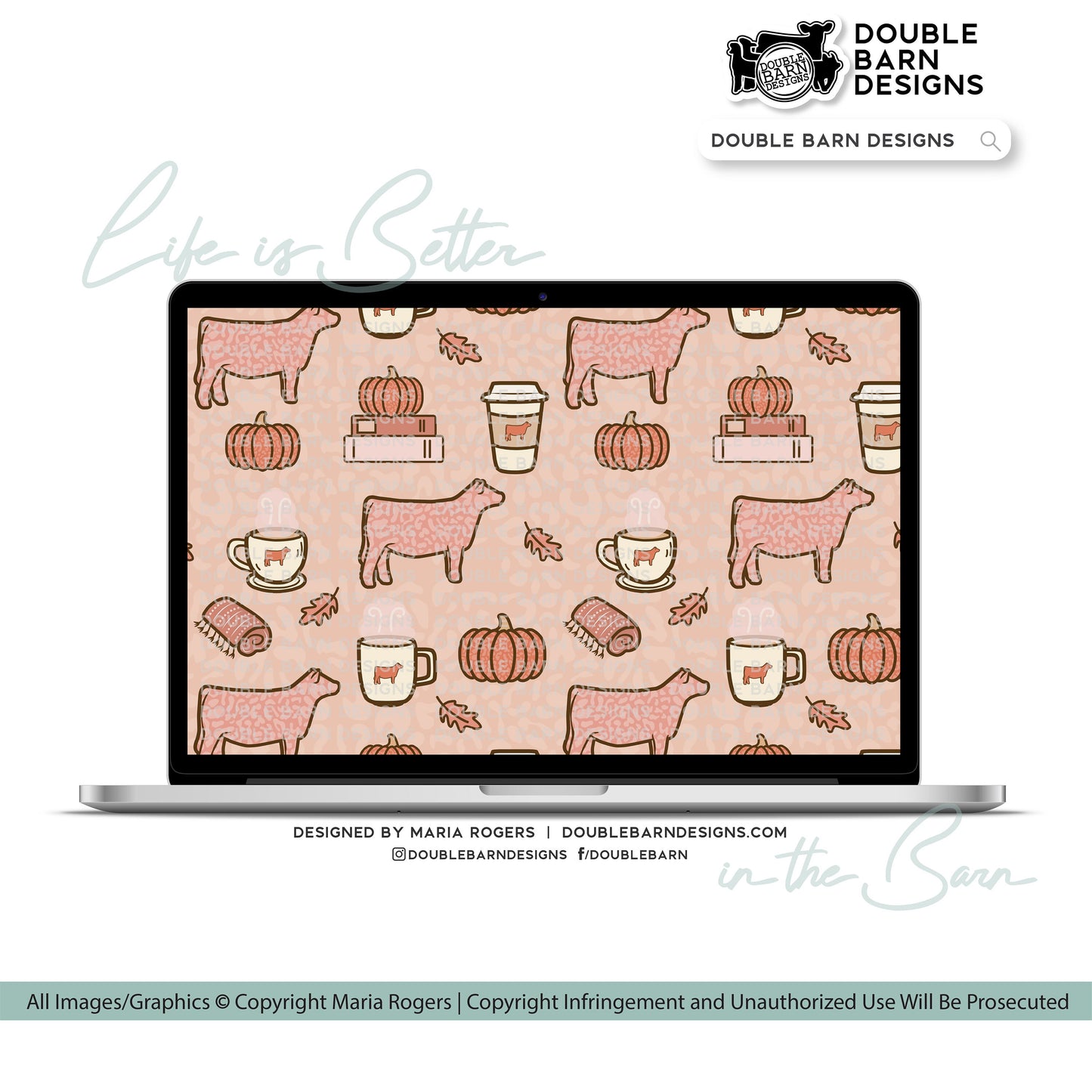 Cozy Pumpkin Spice Pattern - Show Heifer - PNG JPG Ai Files Included | Commercial Use