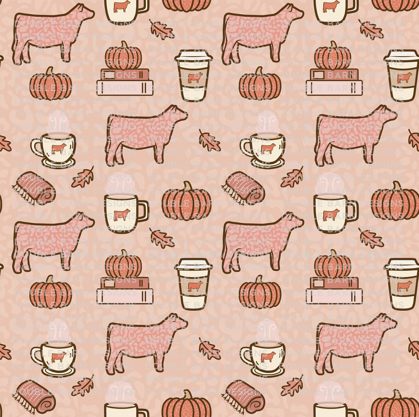 Cozy Pumpkin Spice Pattern - Show Heifer - PNG JPG Ai Files Included | Commercial Use