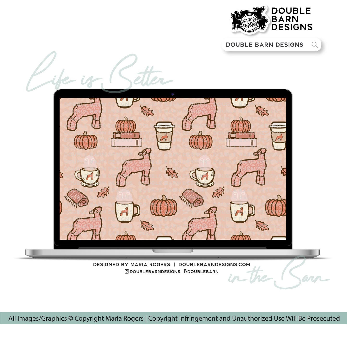Cozy Pumpkin Spice Pattern - Show Lamb - PNG JPG Ai Files Included | Commercial Use