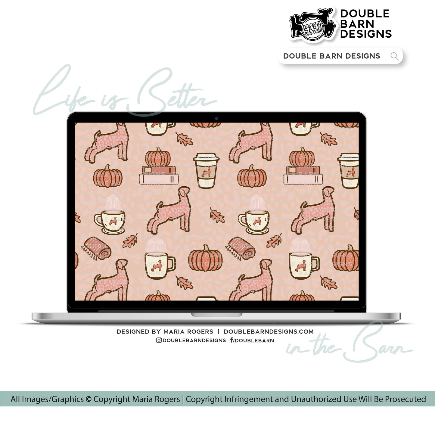 Cozy Pumpkin Spice Pattern - Show Goat - PNG JPG Ai Files Included | Commercial Use