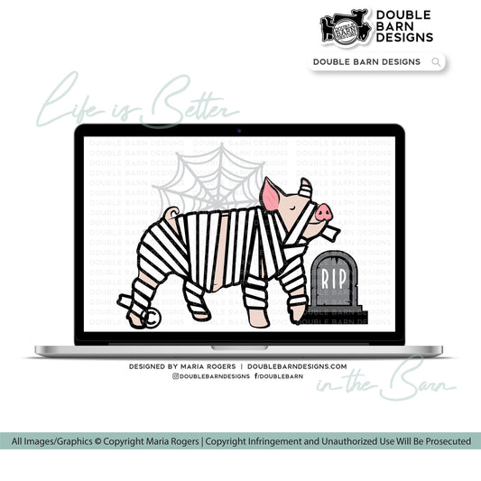 Halloween Mummy Show Pig Digital Download - PNG Ai SVG Files Included | Commercial Use