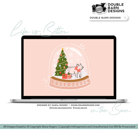 Christmas Snowglobe Pig Digital Download - PNG Ai JPG Files Included | Commercial Use