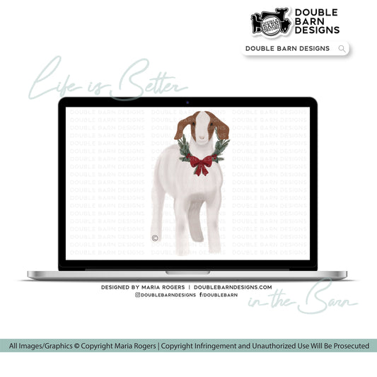 Christmas Watercolor Goats Digital Download - PNG JPG PDF Files Included | Commercial Use
