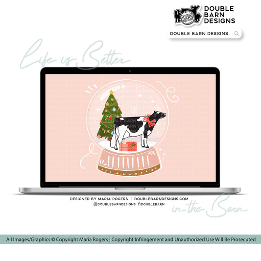 Christmas Snowglobe Dairy Cow Digital Download - PNG Ai JPG Files Included | Commercial Use