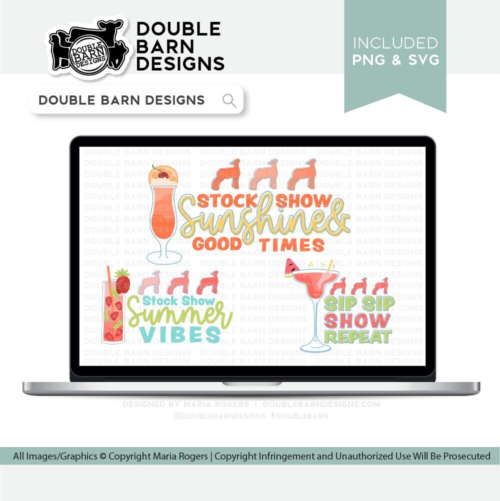 Summer Show Lamb Drinks Sublimation Designs - Three designs included - PNG Ai SVG Files Included | Commercial Use