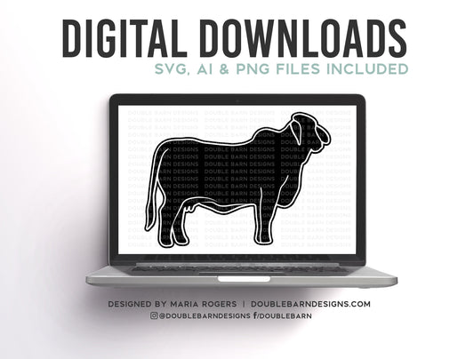 Brahma Cow Digital Download - SVG - PNG  Files - Show Cattle