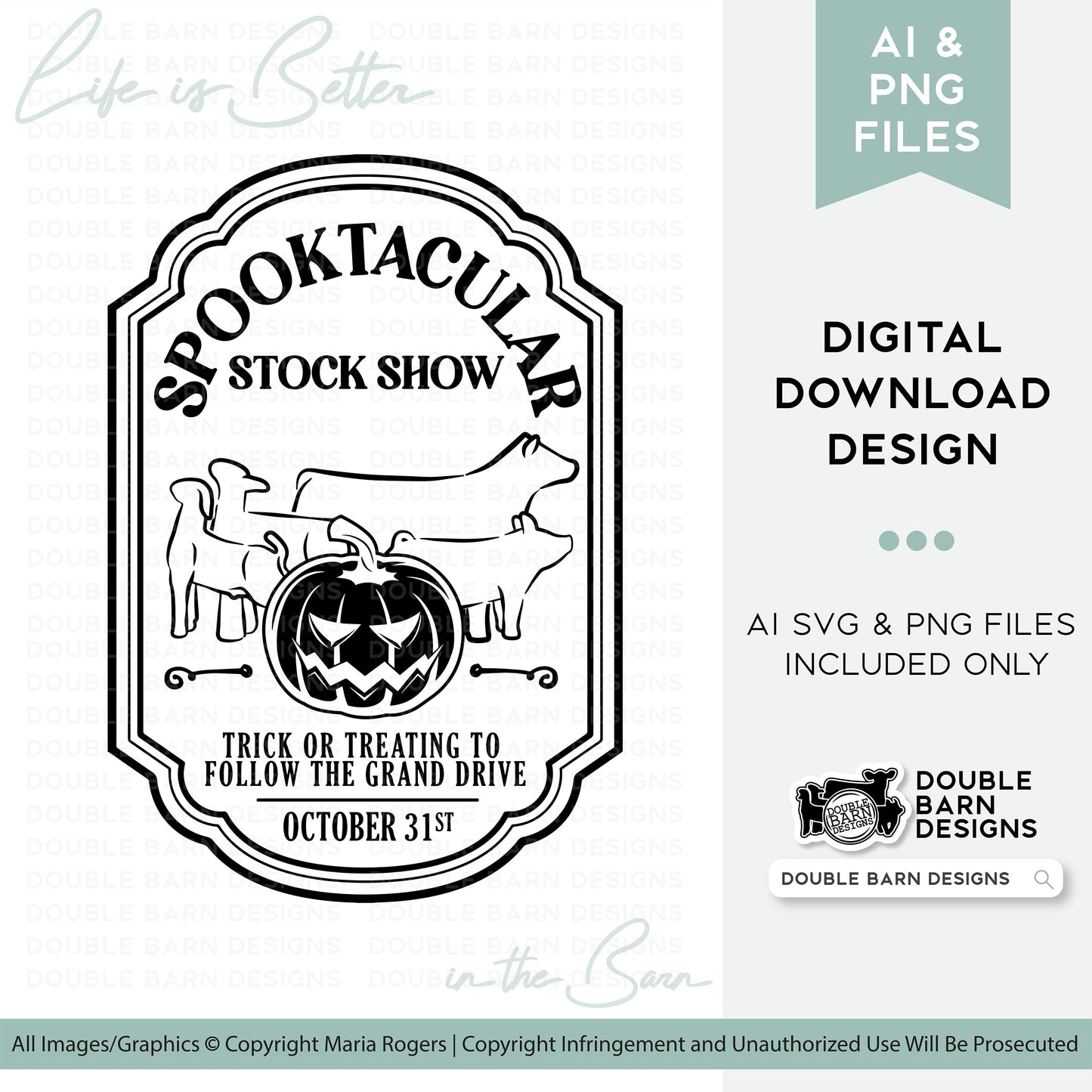 Halloween Stock Show Tee Design| Spooktacular Stock Show - PNG SVG & Ai Files Included | Commercial Use
