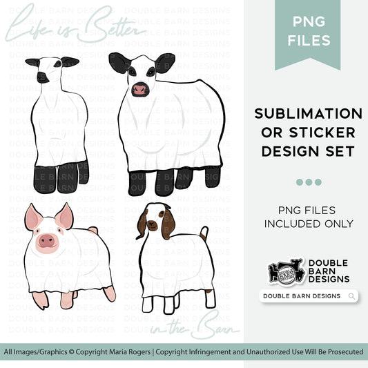 2023 Ghost Livestock | Show Pig, Lamb, Goat, Steer | PNG SVG & Ai Files Included | Commercial Use