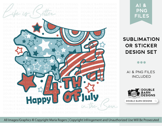 Fourth of July Show Livestock Design | Sublimation/Sticker Design | Commercial Use