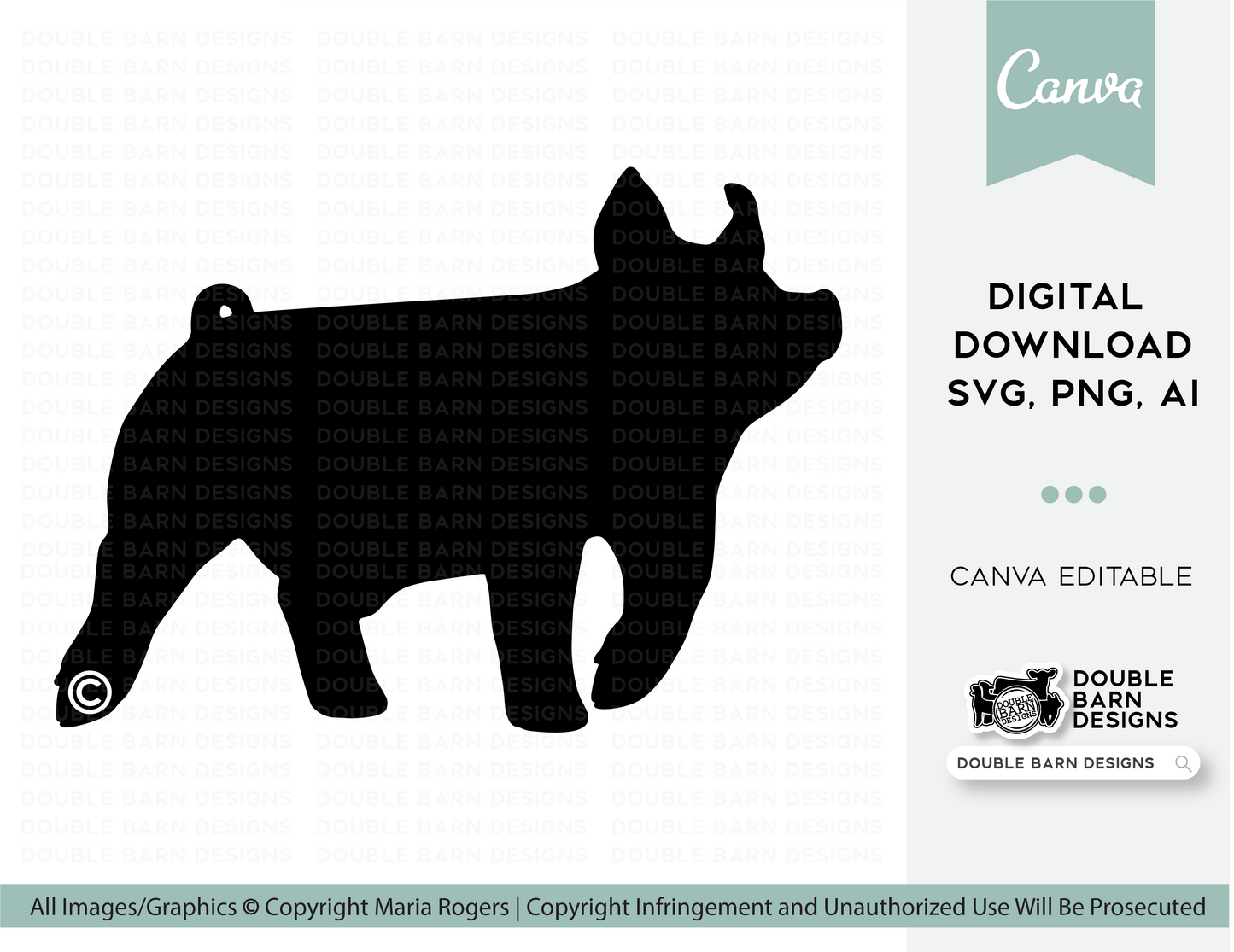 NEW for '23 | Show Pig Digital Download | Outline Version & Silhouette Version | SVG PNG Ai Files Included
