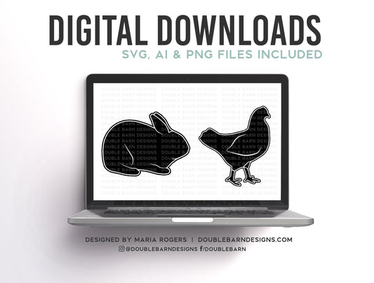 Rabbit and Chicken Digital Download Specialty Livestock SVG AI Files