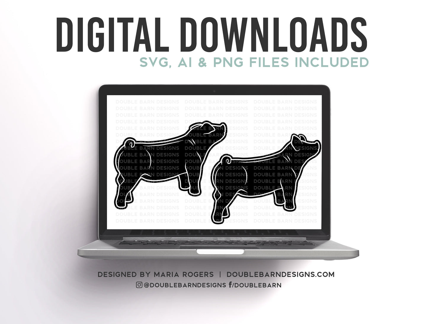 Two Market Pig Sale Style Pig Digital Downloads, Duroc, Chester, Yorkshire, Hampshire Show Pigs