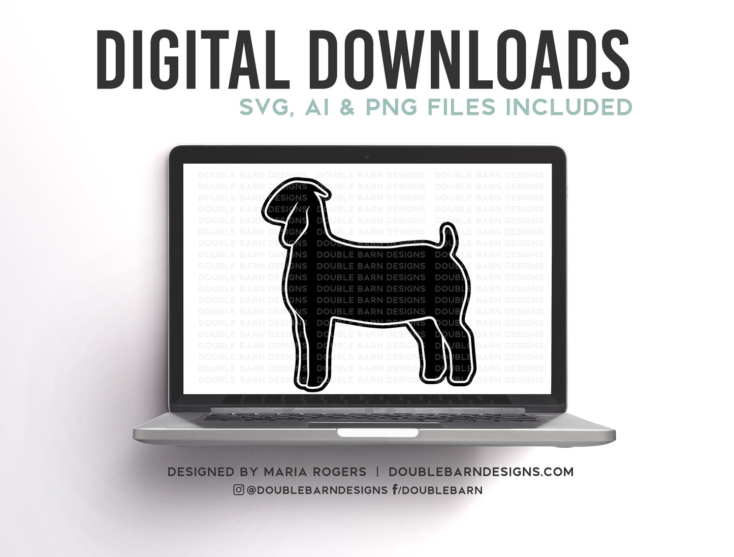 Boer Doe Profile Digital Download - SVG - PNG - AI Show Goat Design