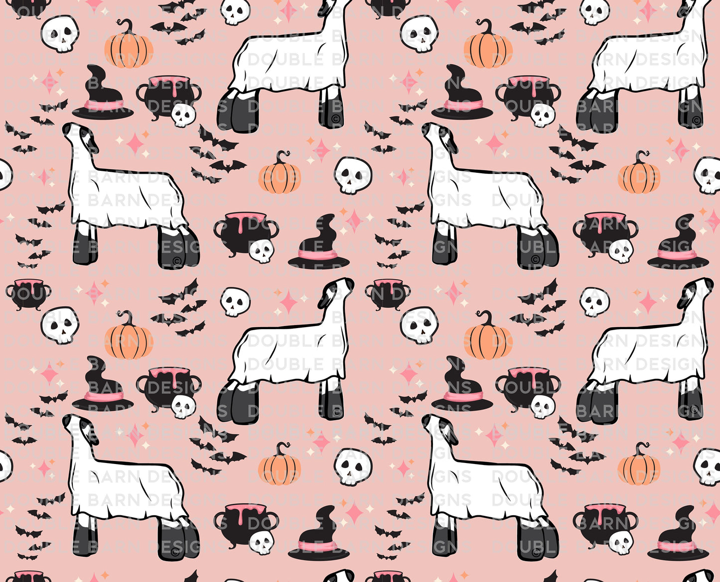 Halloween Show Lamb Seamless Pattern - PNG JPG Ai SVG Files Included | Commercial Use