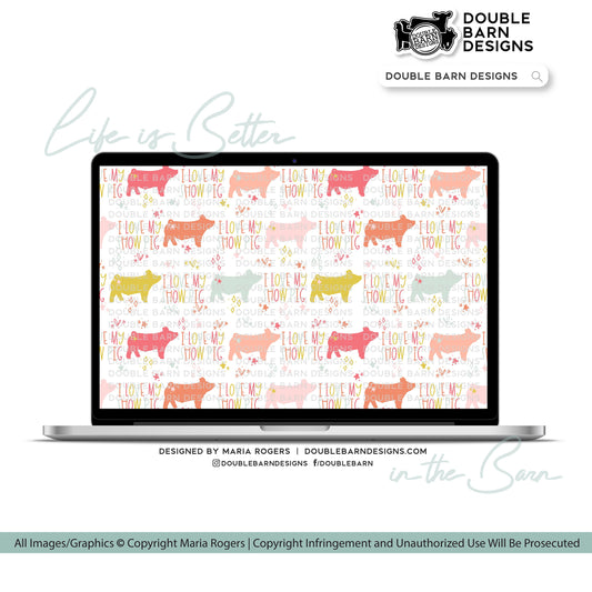 I Love My Show Pig Seamless Pattern - Show Pig - PNG JPG Ai Files Included | Commercial Use