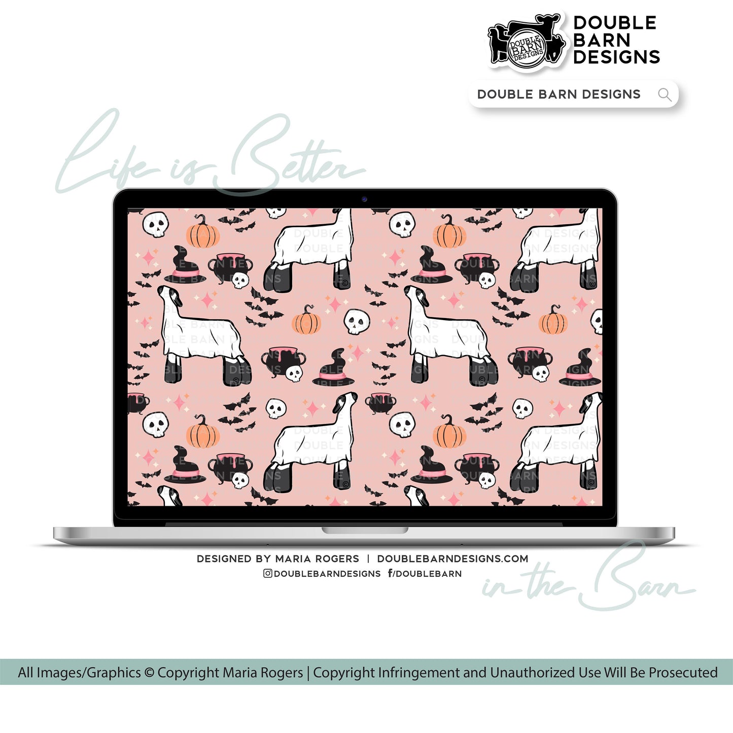 Halloween Show Lamb Seamless Pattern - PNG JPG Ai SVG Files Included | Commercial Use