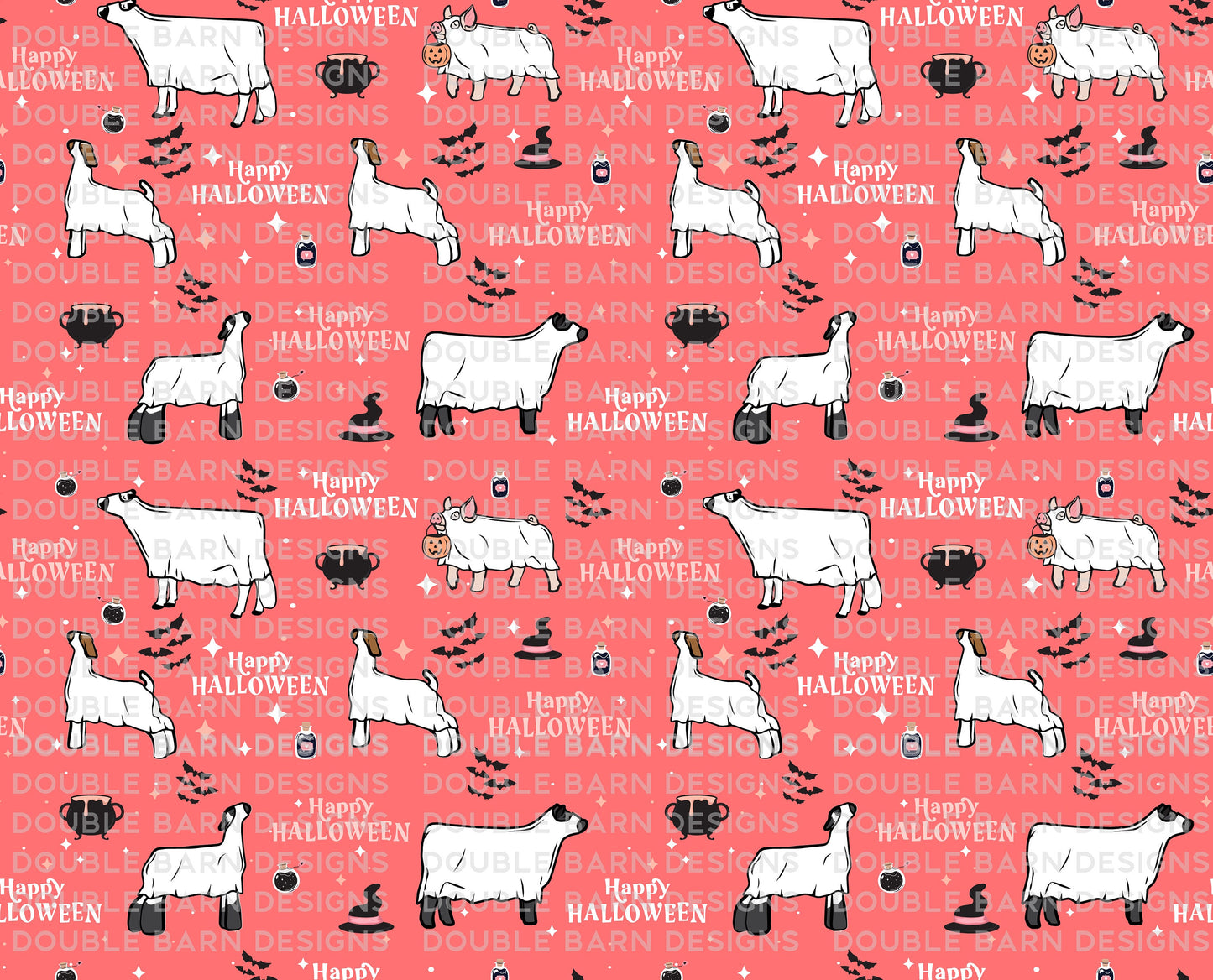 Happy Halloween Show Livestock Seamless Pattern - PNG JPG Ai Files Included | Commercial Use