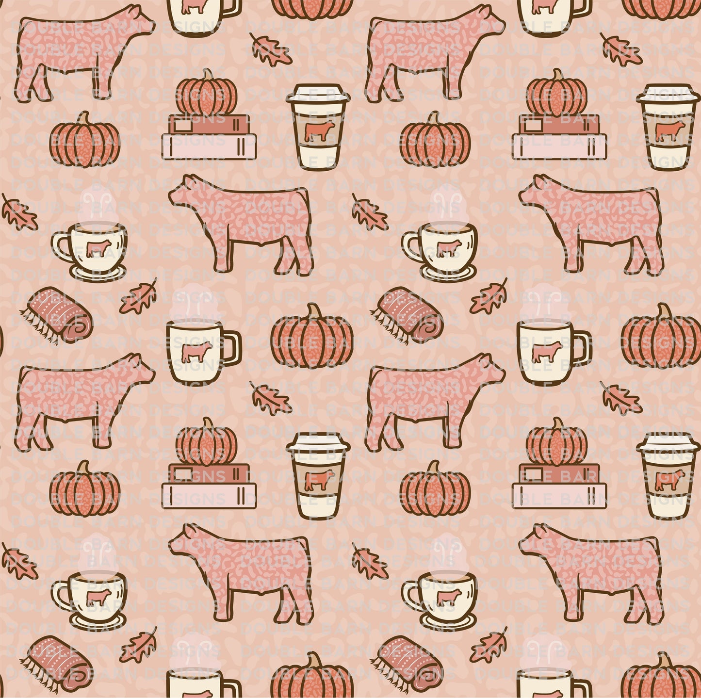 Cozy Pumpkin Spice Pattern - Show Steer - PNG JPG Ai Files Included | Commercial Use