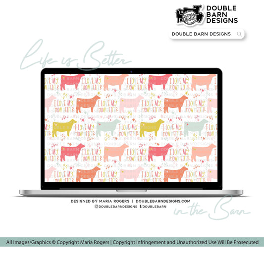 I Love My Show Heifer Seamless Pattern - Show Heifer - PNG JPG Ai Files Included | Commercial Use