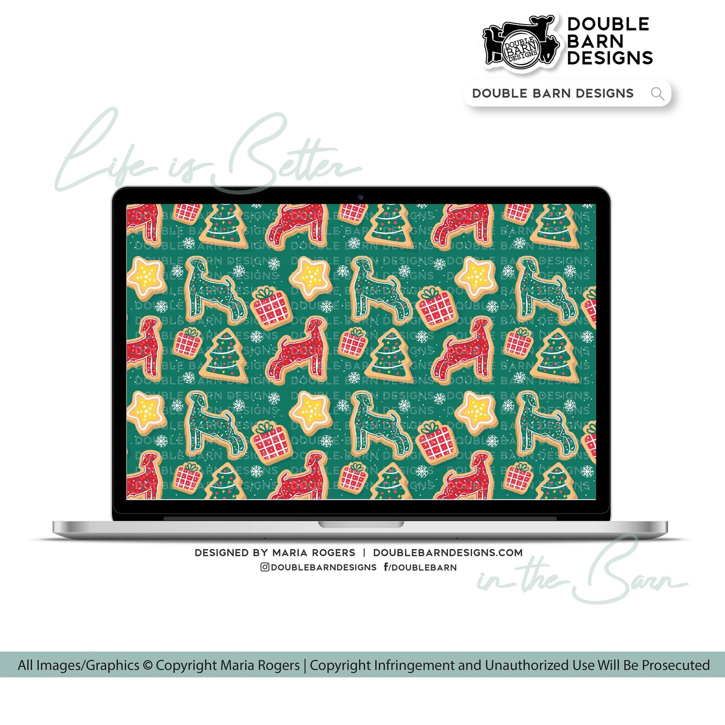 Show Goat Christmas Cookie Seamless Pattern - PNG JPG Ai Files Included | Commercial Use