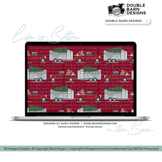 Stock Show Truck Christmas Seamless Pattern - PNG JPG Ai Files Included | Commercial Use