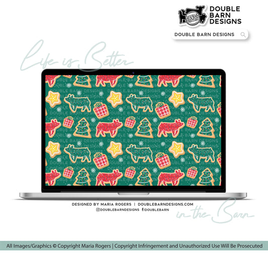 Show Pig Christmas Cookie Seamless Pattern - PNG JPG Ai Files Included | Commercial Use