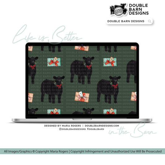 Watercolor Show Steer Christmas Seamless Pattern - PNG JPG Ai Files Included | Commercial Use