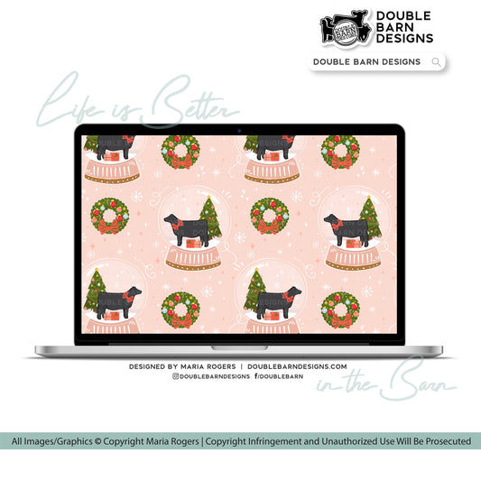 Show Heifer Christmas Snowglobe Seamless Pattern - PNG JPG Ai Files Included | Commercial Use