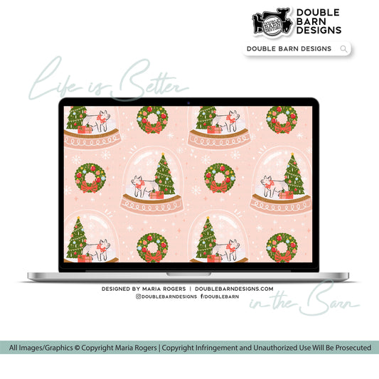 Show Pig Christmas Snowglobe Seamless Pattern - PNG JPG Ai Files Included | Commercial Use