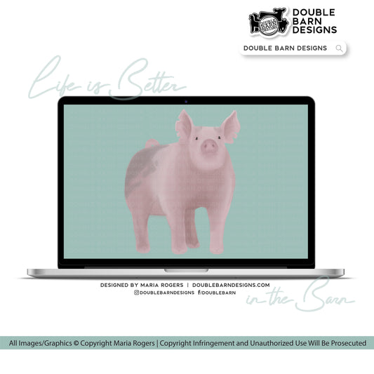 Watercolor Pig Digital Download - PNG JPG PDF Files Included | Commercial Use